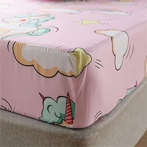Meiju-shop Mateju Spannbettlaken Moderne Kreativität Drucken Weiche Atmungsaktivem Matratzenschoner Mikrofaser Spannbetttuch,Tiefe Tasche,Verfügbar in verschiedenen Größen (Einhorn,180x200x30cm) von Meiju-shop