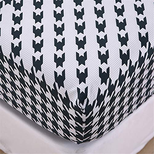 Spannbettlaken mit Moderne Mode Drucken, Mateju Weiche Atmungsaktivem Hochwertiges Mikrofaser Spannbetttuch,Tiefe Tasche,Verfügbar in verschiedenen Größen (180x200x30cm,Hahnentritt) von Meiju-shop