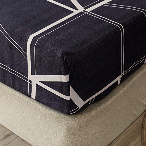 Spannbettlaken mit Moderne Mode Drucken, Mateju Weiche Atmungsaktivem Hochwertiges Mikrofaser Spannbetttuch,Tiefe Tasche,Verfügbar in verschiedenen Größen (90x200x30cm,Kreative Linien) von Meiju-shop