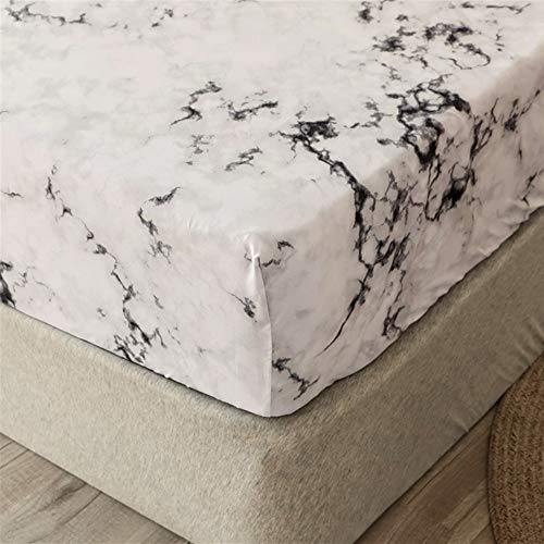 Spannbettlaken mit Moderne Mode Drucken, Mateju Weiche Atmungsaktivem Hochwertiges Mikrofaser Spannbetttuch,Tiefe Tasche,Verfügbar in verschiedenen Größen (90x200x30cm,weisser Marmor) von Meiju-shop