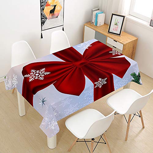 Mateju 3D Weihnachten Tischdecke Abwaschbar, Furnily Rechteck Dekoration Wasserdicht Fleckschutz Ölfest Polyester, Pflegeleicht Outdoor Garten Deko, 3D Weihnachtsmann Elk Geschenk (J,140x200cm) von Meiju