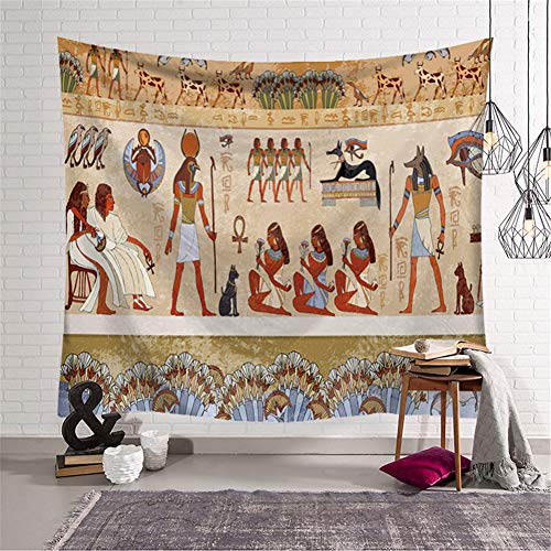 Mateju Altes Ägypten Wandteppich Tapisserie, Mandala Bohemian Wandbehang Vintage Welt Karte Decor Schlafzimmer Yoga Wandtuch Tischdecke Strandtuch (150x130cm,C) von Meiju