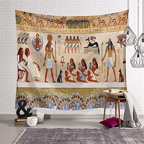 Mateju Altes Ägypten Wandteppich Tapisserie, Mandala Bohemian Wandbehang Vintage Welt Karte Decor Schlafzimmer Yoga Wandtuch Tischdecke Strandtuch (200x150cm,C) von Meiju