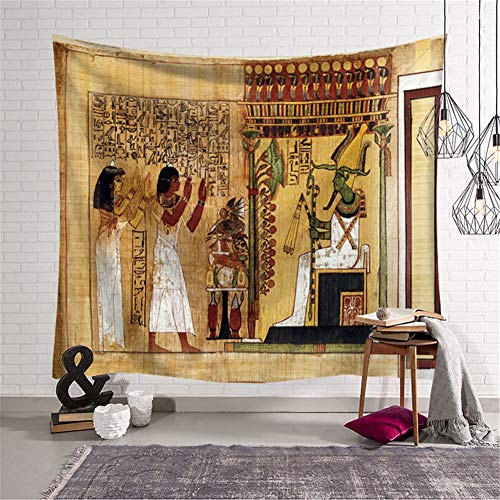 Mateju Altes Ägypten Wandteppich Tapisserie, Mandala Bohemian Wandbehang Vintage Welt Karte Decor Schlafzimmer Yoga Wandtuch Tischdecke Strandtuch (200x150cm,L) von Meiju