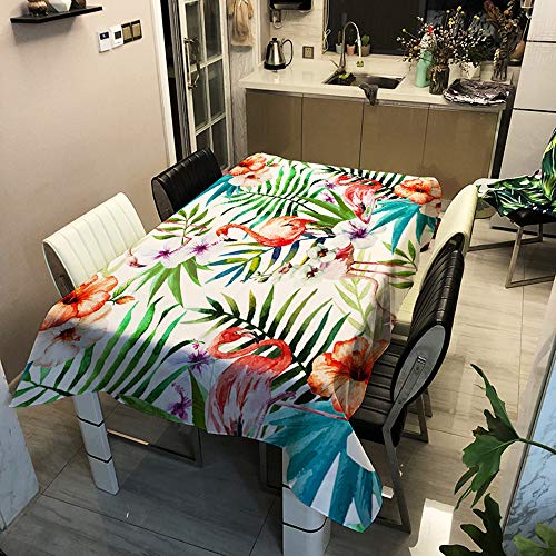 Mateju Tischdecke Abwaschbar, Furnily Rechteck Dekoration Wasserdicht Fleckschutz Ölfest Polyester, Pflegeleicht Outdoor Garten Deko Mehrzweck Farbe & Größe Wählbar, Rosa Flamingo (140 * 160cm,A) von Meiju