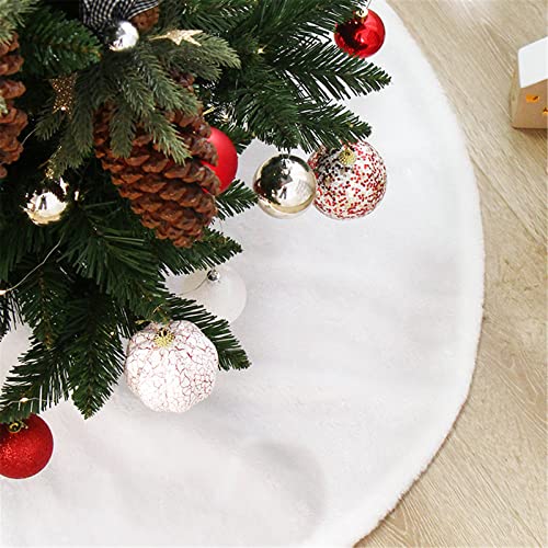 Mateju Weiß Plüsch Weihnachtsbaum Rock Weihnachtsbaumdecke Groß Tannenbaum Unterlage Rund Christbaumdecke Christbaumständer Teppich Baumdecke für Weihnachtsdeko Neujahr Party (Weiß,36inch) von Meiju