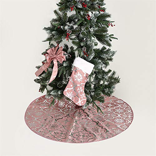 Mateju Weihnachtsbaum Rock Dekoration, Decke Weinachtsdeko Weihnachtsbaumdecke Röcke Ornaments für Weihnachten Baum Rock Deko Schutz (120cm,Rosa) von Meiju