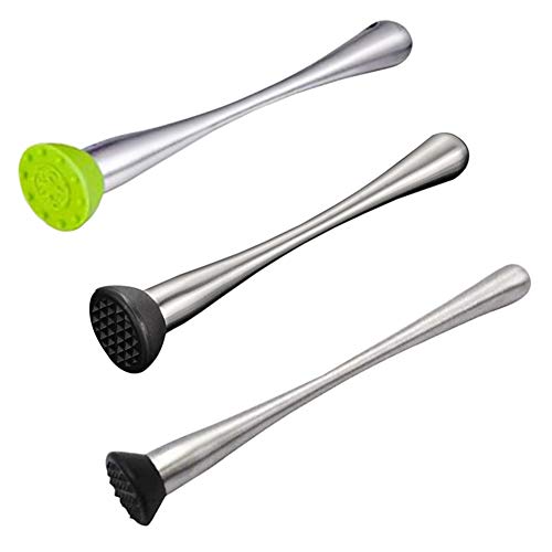 Meijunter Cocktail Muddler Bar Werkzeug Set - für Obst Vanille Blatt Minze Ice Crusher Stick Barkeeper Rührer mit Genutet Silica Gel Kopf (3 Packungen) von Meijunter