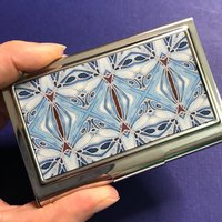 Cool Blue Delft Twist Visitenkartenetui - Metall Visitenkartenhalter Kreditkartenetui Einführung Kartenetui von MeikieDesigns