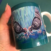 Schwarze Und Teal Henne Keramik Tasse - Jetzt Halber Preis Tee Kaffee Liebhaber Geburtstag Geschenk Blau Grün Schwarz Becher Büro Mitarbeiter von MeikieDesigns