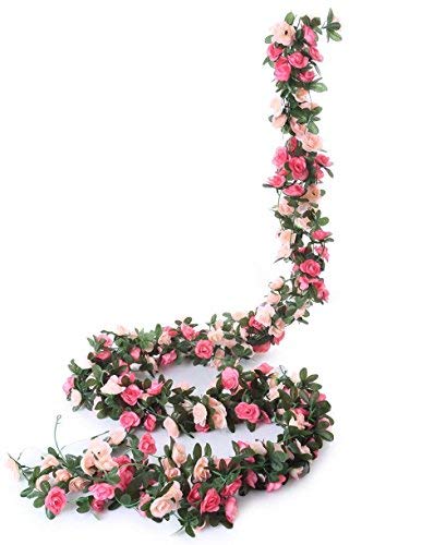 Houda Kunst-Blumenstrauch mit Seiden-Rosen als Kunst-Dekoration, 5er-Pack, 12,5 m rose von Meiliy