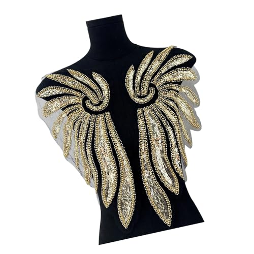 Handgefertigtes schimmerndes Näh-Flügel-Accessoire mit Perlen und Pailletten für Partykleider und Kleider, Brautschmuck, Brustdekoration Handgefertigtes schimmerndes Näh-Flügel-Accessoire mit Perlen und Pailletten für Partykleider und Kleider, Brautschmuck, Brustdekoration von Meiliyizu