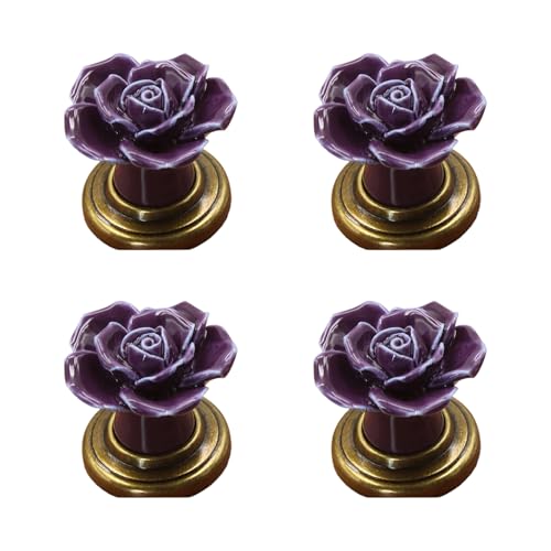 Meiliyizu Schubladenknöpfe aus robuster Keramik, Blumenform, Zinklegierung, einfache Installation, für Schränke, Möbel, Schubladen, 4 Stück Meiliyizu Schubladenknöpfe aus robuster Keramik, Blumenform, Zinklegierung, einfache Installation, für Schränke, Möbel, Schubladen, 4 Stück von Meiliyizu