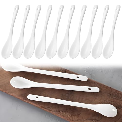 10 Stück Eierlöffel, Porzellan Eierlöffel, Weiss Eier Löffel Teelöffel Servierlöffel Kaffeelöffel Dessertlöffel Mokkalöffel Dip Löffel - 12 cm von Mein HERZ