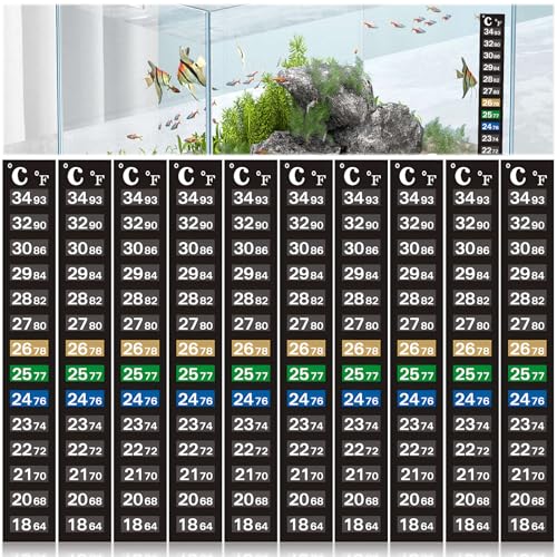 10 Stück Thermometer Aufkleber für Aquarium, Digitales Thermometer zum Aufkleben von Temperaturen, Thermometer, Streifengrad Celsius, Bis zu 1 Grad in Celsius 2 Grad in Fahrenheit Genau von Mein HERZ