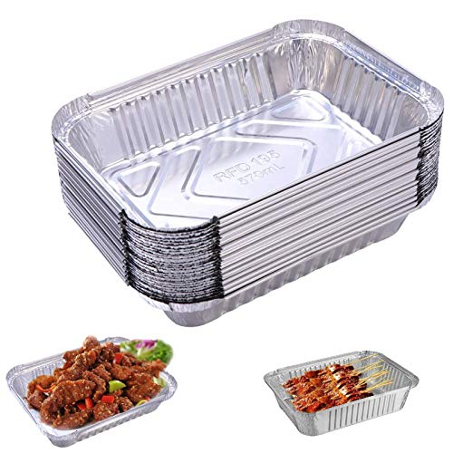 Mein HERZ 40 Stück Aluminium-Tropfschalen, Grill Aluschalen Tropfschalen Grillschale Auflaufform, Alu-Tropfschalen, Aluschalen, Einweg Grillschalen für das Kochen, Rösten 190mm×140mm×40mm von Mein HERZ