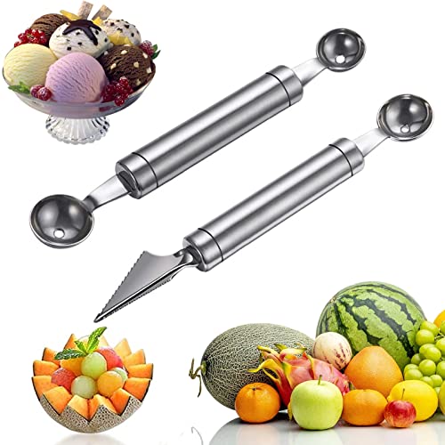 Mein HERZ 2 Stück Fruchtschnitzwerkzeug Obstschäler Melonenlöffel,2-in-1 Obstschnitzmesser Samenentferner, Edelstahl-Multifunktions-Küchenwerkzeug Cutter DIY Obstsalatschneider Mein HERZ 2 Stück Fruchtschnitzwerkzeug Obstschäler Melonenlöffel,2-in-1 Obstschnitzmesser Samenentferner, Edelstahl-Multifunktions-Küchenwerkzeug Cutter DIY Obstsalatschneider von Mein HERZ