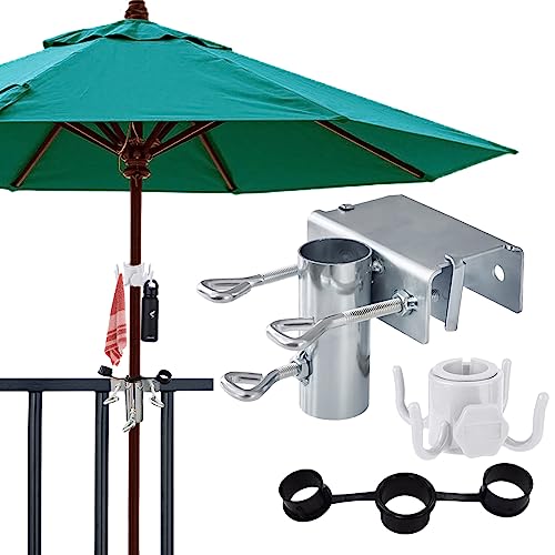 Sonnenschirmhalter Balkongeländer,Sonnenschirm Halterung Balkon Schirmhalterung Balkongeländer Balkon Schirmständer Ø25-38mm,Für maximale Breite 5cm für Geländer Garten Terrasse Balkon oder Tisch von Mein HERZ