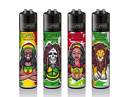 Clipper Feuerzeug Varianten 4er set's Lighter mit Kugelschreiber (Rasta 2) von Mein Landhaus