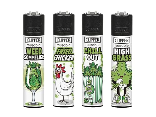 Clipper Feuerzeug Varianten 4er set's Lighter mit Kugelschreiber (Weed Slogan 10) von Mein Landhaus