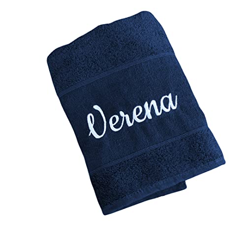 Mein MONOGRAMM Saunatuch mit Name Bestickt, Personalisiert, 100% Baumwolle (100 x 180 cm, Navy) von Mein MONOGRAMM