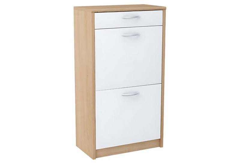 Mein-Regal Highboard NALA, Natur/Weiß Schuhkipper Schuhschrank mit 2 Kippfächern 1 Schublade von Mein-Regal