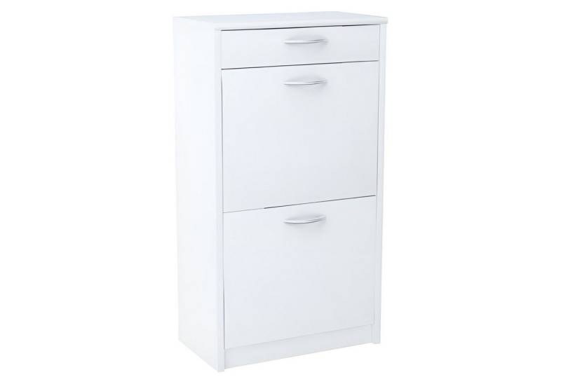 Mein-Regal Highboard NALA, Weiß Schuhkipper Schuhschrank mit 2 Kippfächern 1 Schublade 50x28x92cm von Mein-Regal