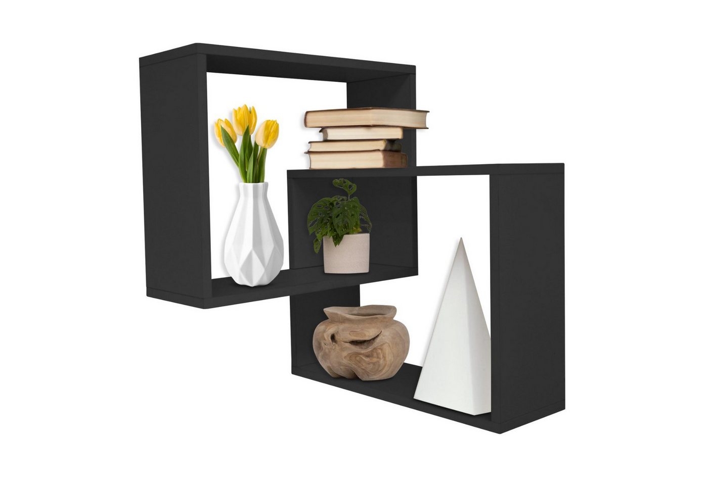 Mein-Regal Wandregal QUADRA, Schwarz Eckregal Hängeregal 55x20x67 cm Holz Bücherregal Schweberegal Mein-Regal Wandregal QUADRA, Schwarz Eckregal Hängeregal 55x20x67 cm Holz Bücherregal Schweberegal von Mein-Regal