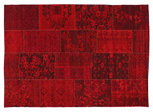 DALLIANCE ALLOVER Vintage Patchwork Velour Teppich in dk.rot, Größe: 40x60 cm von Mein Teppichmarkt Teppichträume werden wahr!