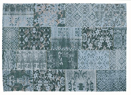 DALLIANCE ALLOVER Vintage Patchwork Velour Teppich in türkis, Größe: 40x60 cm von Mein Teppichmarkt Teppichträume werden wahr!