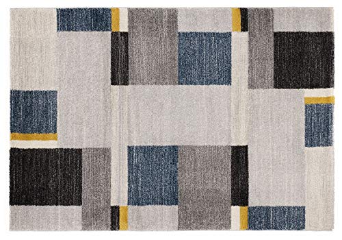 LORD KERNEL moderner Designer Teppich Öko-Tex in grau-mix-blau, Größe: 80x250 cm von Mein Teppichmarkt Teppichträume werden wahr!