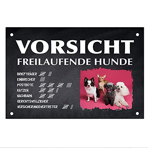 Personalisierbares -Foto- Schild mehrere Hunde Vorsicht Hund Geschenkidee für Hundebesitzer/Türschild/Hundeschild - selbst Gestaltung (Mehrzahl, Klein 22,5cmx15cm) von Mein-Wuff