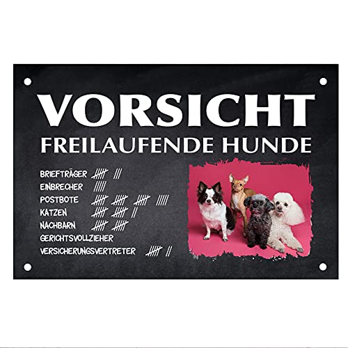 Personalisierbares -Foto- Schild mehrere Hunde Vorsicht Hund Geschenkidee für Hundebesitzer/Türschild/Hundeschild - selbst Gestaltung (Mehrzahl, Mittel 33cmx22cm) von Mein-Wuff