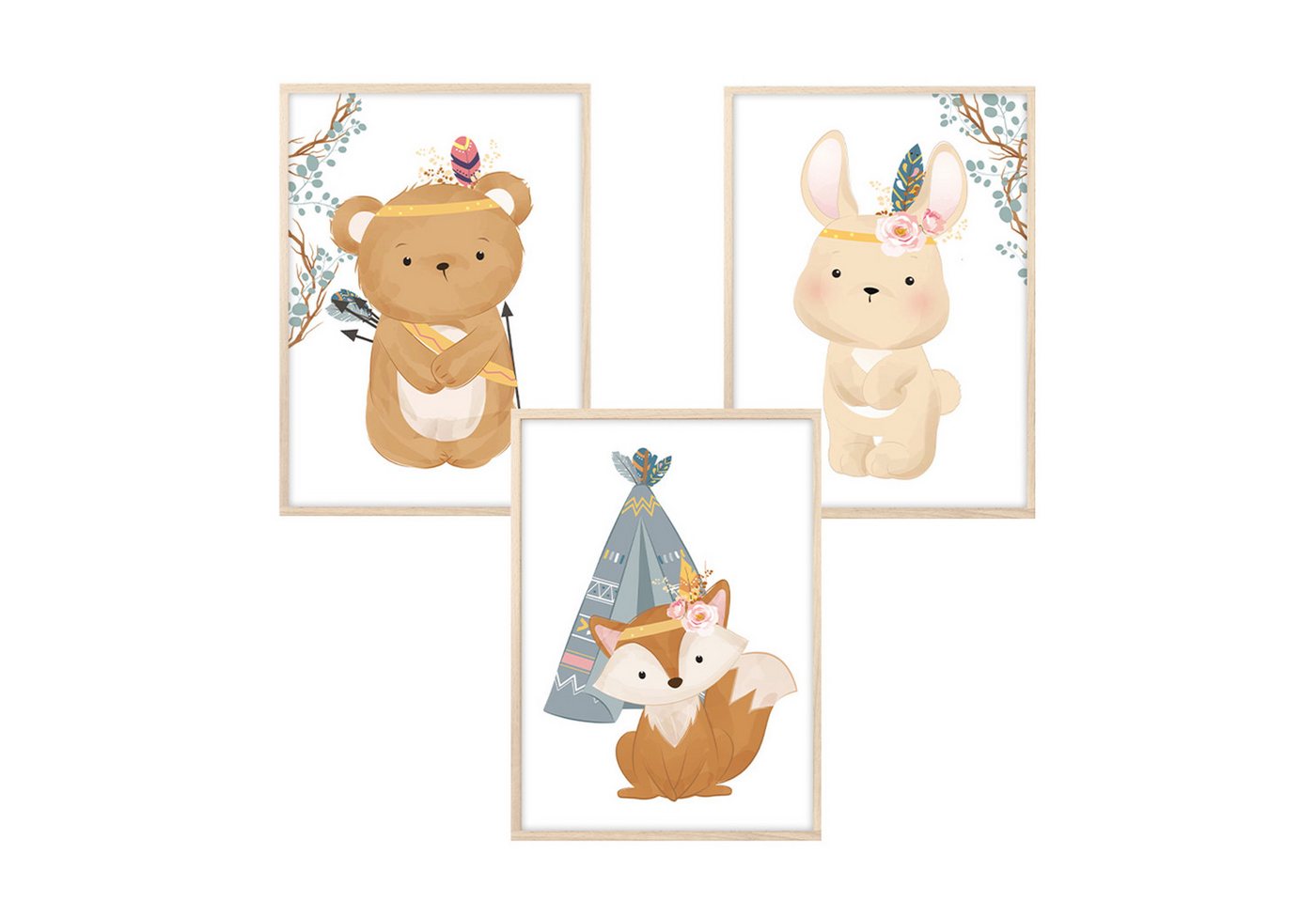 MeinBaby123® Poster Bilder Kinderzimmer, Tiere Poster Kinderzimmer Deko, Babyzimmer Deko, Tier Wandbilder von MeinBaby123®