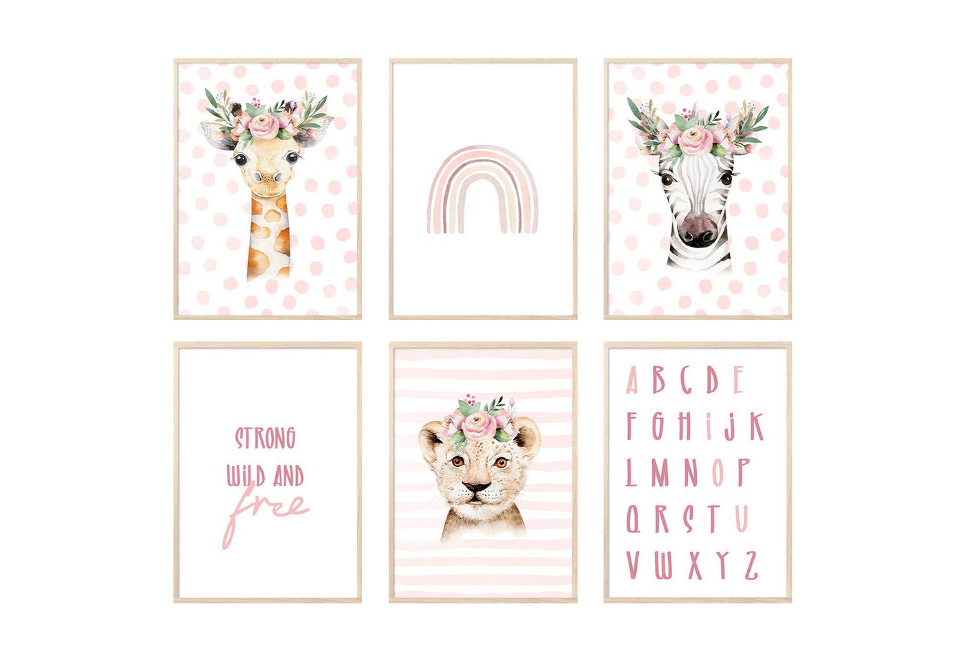 MeinBaby123® Poster Bilder Kinderzimmer, Tiere Poster Kinderzimmer Deko, Babyzimmer Deko, Tier Wandbilder von MeinBaby123®
