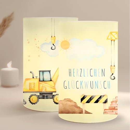 MeinBaby123® 10er Set Bagger-Windlicht-Banderolen | Bagger-Party Kindergeburtstag | Bagger Deko | Bagger-Motto, Kindergeburtstag Deko Jungs | Tischdeko Kindergeburtstag | wiederverwendbar von MeinBaby123