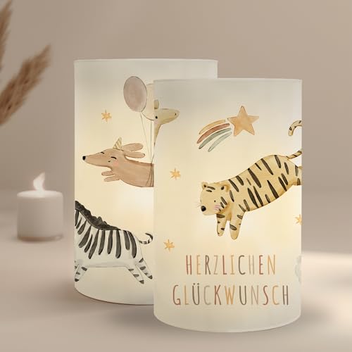 MeinBaby123® 10er Set Boho-Tiere Windlicht-Banderolen | Boho-Party Kindergeburtstag | Boho-Tiere Deko | Boho-Motto, Kindergeburtstag Deko | Tischdeko Kindergeburtstag | wiederverwendbar von MeinBaby123
