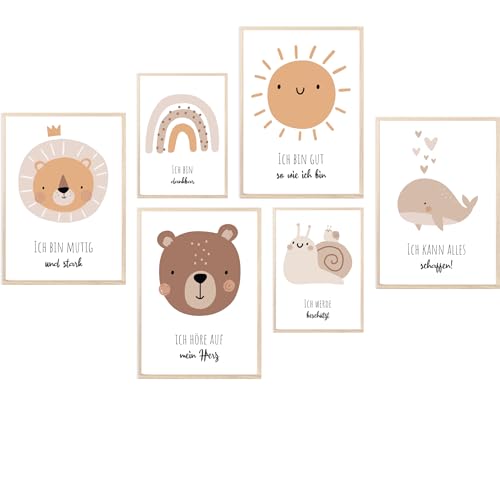 MeinBaby123® Affirmationsbilder | 6er Set DIN A4 & DIN A5 | Bilder Kinderzimmer Poster | Babyzimmer Deko | Wandposter Premium (Affirmations Poster V3) von MeinBaby123