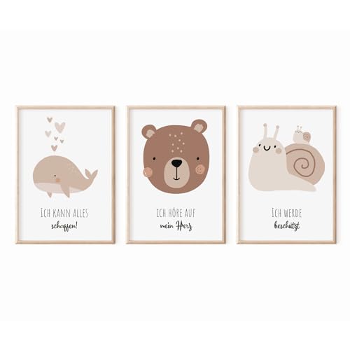 MeinBaby123® I Affirmationsbilder | 3er Set DIN A4 Poster Set | Bilder Kinderzimmer | Kinderzimmer Poster | Deko Bilder Kinderzimmer | Babyzimmer | Wandposter Premium (Affirmations Set V5) von MeinBaby123