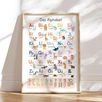 Meinbaby123® A2 Alphabet Poster | Buchstaben Lernen Lernposter Abc Grundschule Kinderzimmer Wandbild Lesen | Lernposter Tiere von MeinBaby123Shop