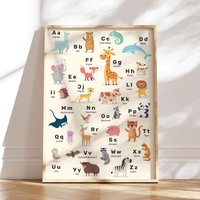 Meinbaby123® A2 Alphabet Poster | Buchstaben Lernen Lernposter Abc Grundschule Kinderzimmer Wandbild Lesen | Tiere 1 von MeinBaby123Shop