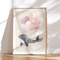 Süßer Wal Poster Kinderzimmer in Din A2 | Bilder Mädchen, Deko Für Mit Liftballon Süßer Wal Poster Kinderzimmer in Din A2 | Bilder Mädchen, Deko Für Mit Liftballon von MeinBaby123Shop