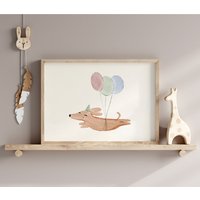 Süßes Kinderzimmer Poster Süßer Hund Din A4 | Deko Babyzimmer Bilder Geschenk Zur Geburt von MeinBaby123Shop