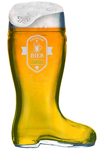 Bierstiefel 1L mit individueller Gravur [Name] und [Motiv 03] - MeinGlas von Anbobo