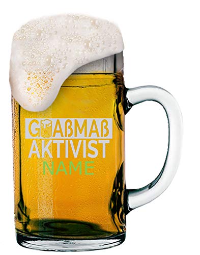 Goaßmaß Bierkrug 1 Liter mit Gravur von Logo + Namen Ihrer Wahl | individuell-gestalteter Goaßmaßkrug - MeinGlas (Motiv 02) von Anbobo