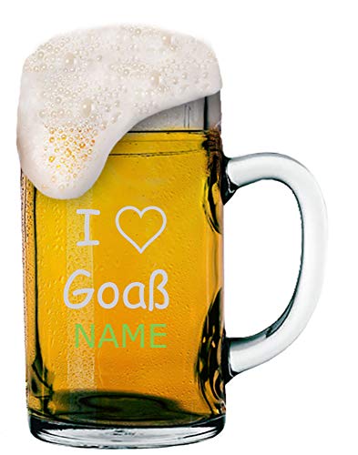 Goaßmaß Bierkrug 1 Liter mit Gravur von Logo + Namen Ihrer Wahl | individuell-gestalteter Goaßmaßkrug - MeinGlas (Motiv 06) von Anbobo