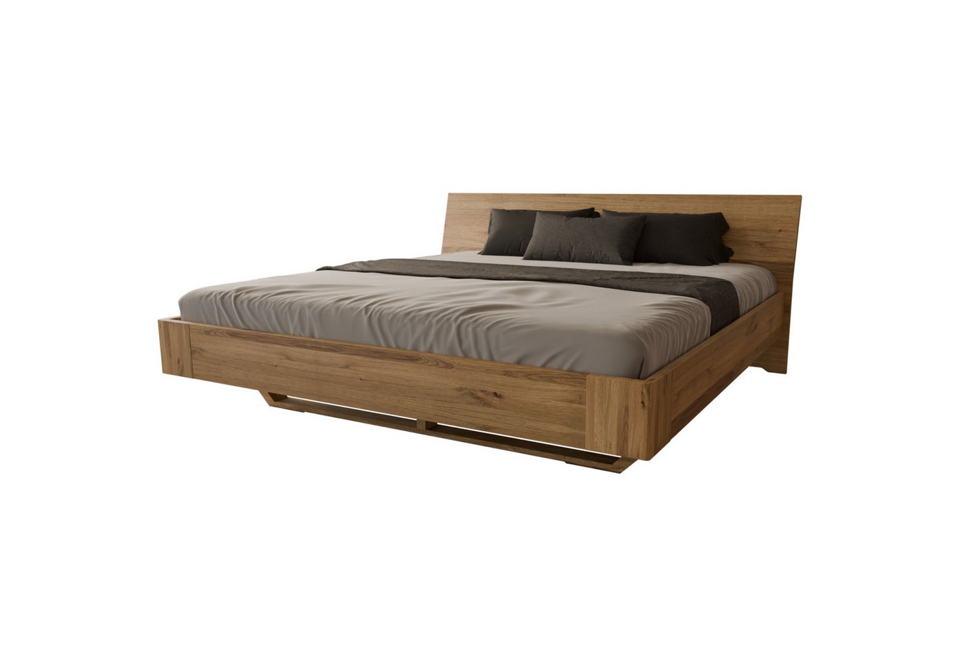 MeinMassivholz Massivholzbett HOVERO (Schwebebett, Einzel- & Doppelbett), Massivholz, Wildeiche & Kernbuche, Sonderlänge, Geölt, Made in Germany von MeinMassivholz