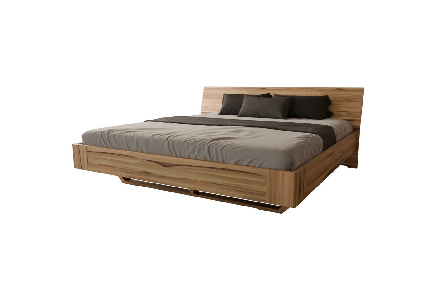 MeinMassivholz Massivholzbett HOVERO (Schwebebett, Einzel- & Doppelbett), Massivholz, Wildeiche & Kernbuche, Sonderlänge, Geölt, Made in Germany von MeinMassivholz