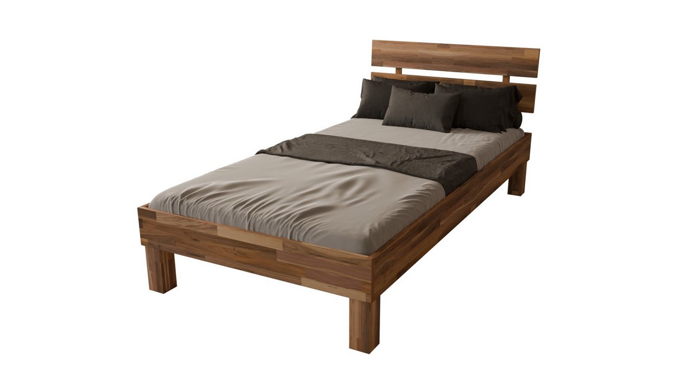 MeinMassivholz Massivholzbett PALMA (als Einzelbett & Doppelbett verfügbar), Nussbaum, Kopfteil, Made in Germany, Natur geölt von MeinMassivholz