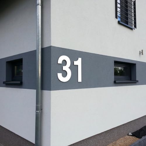 Hausnummer Hochglanz Acryl Weiß 5 mm RAL: WH01 von MeinPlexi